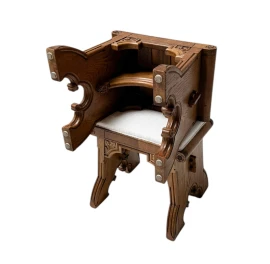 Arts & Crafts Hand-Carved Oak Stools with Boucle Upholstery, 1900s